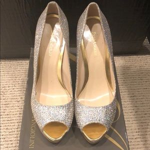 Enzo Angiolini Silver gold Heeled Stiletto
